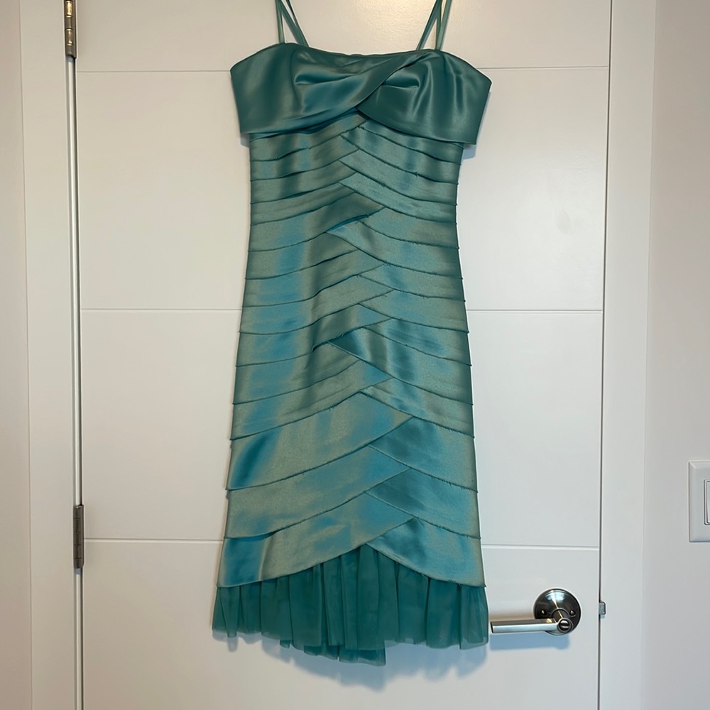 BCBGMAXAZRIA Strapless Turqouise Dress